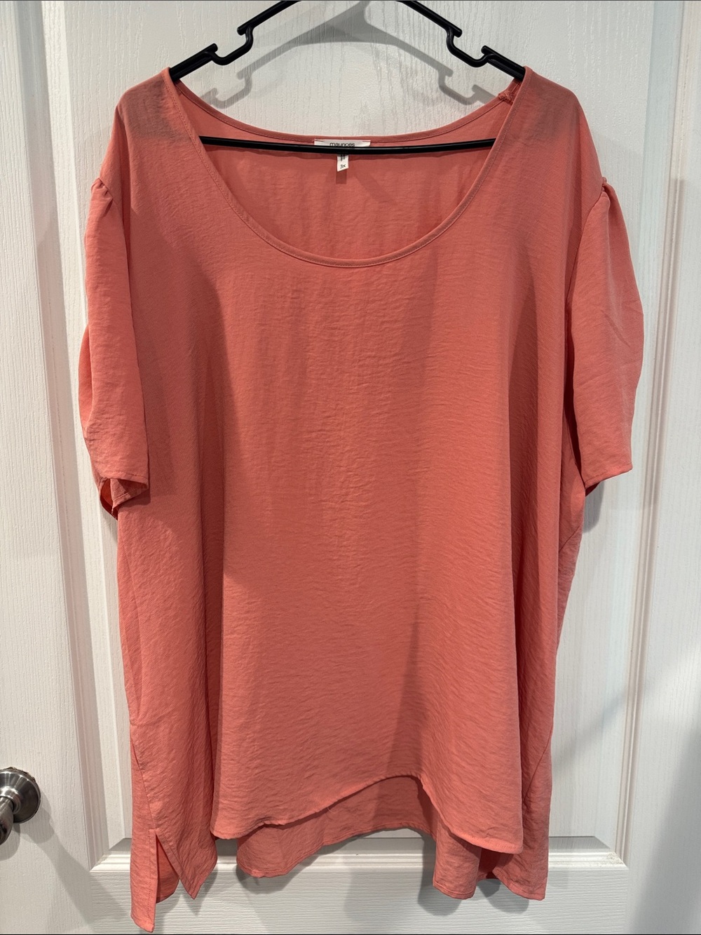 Maurices Coral Scoop Neck Short Sleeve Top